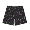 NerdyKeppie Engraved Bats Ace Pride Swim Trunks With Pockets. A pair of swim trunks featuring a Engraved Bats design in asexual pride colors. These ace pride swim trunks are machine washable.