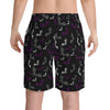 NerdyKeppie Engraved Bats Ace Pride Swim Trunks With Pockets. A pair of swim trunks featuring a Engraved Bats design in asexual pride colors. These ace pride swim trunks are machine washable.