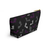 NerdyKeppie Engraved Bats Ace Pride Zipper Pouch with T-Bottom. A zippered accessory/makeup bag featuring a t-bottom and an Engraved Bats pattern in asexual pride colors. This ace pride zipper pouch is fully lined and comes in two sizes.