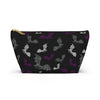 NerdyKeppie Engraved Bats Ace Pride Zipper Pouch with T-Bottom. A zippered accessory/makeup bag featuring a t-bottom and an Engraved Bats pattern in asexual pride colors. This ace pride zipper pouch is fully lined and comes in two sizes.