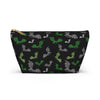 NerdyKeppie Engraved Bats Aro Pride Zipper Pouch with T-Bottom. A zippered accessory/makeup bag featuring a t-bottom and an Engraved Bats pattern in aromantic pride colors. This aro pride zipper pouch is fully lined and comes in two sizes.