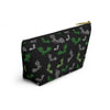NerdyKeppie Engraved Bats Aro Pride Zipper Pouch with T-Bottom. A zippered accessory/makeup bag featuring a t-bottom and an Engraved Bats pattern in aromantic pride colors. This aro pride zipper pouch is fully lined and comes in two sizes.