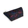 NerdyKeppie Engraved Bats Bi Pride Zipper Pouch with T-Bottom. A zippered accessory/makeup bag featuring a t-bottom and an Engraved Bats pattern in bisexual pride colors. This bi pride zipper pouch is fully lined and comes in two sizes.