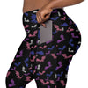 A person wearing a NerdyKeppie Engraved Bats Genderfluid Pride Leggings With Pockets. 