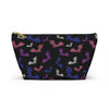NerdyKeppie Engraved Bats Genderfluid Pride Zipper Pouch with T-Bottom. A zippered accessory/makeup bag featuring a t-bottom and an Engraved Bats pattern in genderfluid pride colors. This genderfluid pride zipper pouch is fully lined and comes in two sizes.
