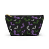 NerdyKeppie Engraved Bats Genderqueer Pride Zipper Pouch with T-Bottom. A zippered accessory/makeup bag featuring a t-bottom and an Engraved Bats pattern in genderqueer pride colors. This genderqueer pride zipper pouch is fully lined and comes in two sizes.