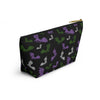 NerdyKeppie Engraved Bats Genderqueer Pride Zipper Pouch with T-Bottom. A zippered accessory/makeup bag featuring a t-bottom and an Engraved Bats pattern in genderqueer pride colors. This genderqueer pride zipper pouch is fully lined and comes in two sizes.