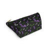 NerdyKeppie Engraved Bats Genderqueer Pride Zipper Pouch with T-Bottom. A zippered accessory/makeup bag featuring a t-bottom and an Engraved Bats pattern in genderqueer pride colors. This genderqueer pride zipper pouch is fully lined and comes in two sizes.