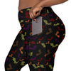 A person wearing a NerdyKeppie Engraved Bats Halloween Leggings With Pockets. 