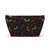 NerdyKeppie Engraved Bats Halloween Zipper Pouch with T-Bottom. A zippered accessory/makeup bag featuring a t-bottom and an Engraved Bats pattern in Halloween colors. This zipper pouch is fully lined and comes in two sizes.