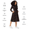 A person wearing a NerdyKeppie Engraved Bats Lesbian Pride Long Sleeve Midi Dress With Pockets. 