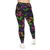 A person wearing a NerdyKeppie Engraved Bats Lesbian Pride Plus Size Leggings. 