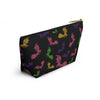 NerdyKeppie Engraved Bats Lesbian Pride Zipper Pouch with T-Bottom. A zippered accessory/makeup bag featuring a t-bottom and an Engraved Bats pattern in lesbian pride colors. This lesbian pride zipper pouch is fully lined and comes in two sizes.
