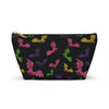 NerdyKeppie Engraved Bats Lesbian Pride Zipper Pouch with T-Bottom. A zippered accessory/makeup bag featuring a t-bottom and an Engraved Bats pattern in lesbian pride colors. This lesbian pride zipper pouch is fully lined and comes in two sizes.
