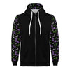 NerdyKeppie Engraved Bats Lightweight Genderqueer Pride Zip Up Hoodie. A black hooded genderqueer pride flag sweatshirt with zipper and two front pockets. This genderqueer pride hoodie has an Engraved Bats design on its sleeves and inside its hood!