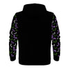 NerdyKeppie Engraved Bats Lightweight Genderqueer Pride Zip Up Hoodie. A black hooded genderqueer pride flag sweatshirt with zipper and two front pockets. This genderqueer pride hoodie has an Engraved Bats design on its sleeves and inside its hood!