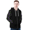 NerdyKeppie Engraved Bats Lightweight Genderqueer Pride Zip Up Hoodie. A black hooded genderqueer pride flag sweatshirt with zipper and two front pockets. This genderqueer pride hoodie has an Engraved Bats design on its sleeves and inside its hood!