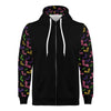 NerdyKeppie Engraved Bats Lightweight Inclusive Lesbian Pride Zip Up Hoodie. A black hooded Lesbian pride flag sweatshirt with zipper and two front pockets. This lesbian pride hoodie has an Engraved Bats design on its sleeves and inside its hood!