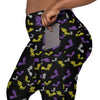A person wearing a NerdyKeppie Engraved Bats Non-Binary Pride Leggings With Pockets. 