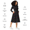 A person wearing a NerdyKeppie Engraved Bats Pan Pride Long Sleeve Midi Dress With Pockets. 