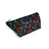 NerdyKeppie Engraved Bats Pan Pride Zipper Pouch with T-Bottom. A zippered accessory/makeup bag featuring a t-bottom and an Engraved Bats pattern in pansexual pride colors. This pan pride zipper pouch is fully lined and comes in two sizes.