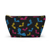 NerdyKeppie Engraved Bats Pan Pride Zipper Pouch with T-Bottom. A zippered accessory/makeup bag featuring a t-bottom and an Engraved Bats pattern in pansexual pride colors. This pan pride zipper pouch is fully lined and comes in two sizes.