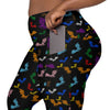 A person wearing a NerdyKeppie Engraved Bats Progress Pride Leggings With Pockets. 