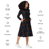A person wearing a NerdyKeppie Engraved Bats Progress Pride Long Sleeve Midi Dress With Pockets. 