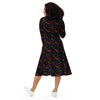 A person wearing a NerdyKeppie Engraved Bats Rainbow Gay Pride Long Sleeve Midi Dress With Pockets. 