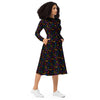 A person wearing a NerdyKeppie Engraved Bats Rainbow Gay Pride Long Sleeve Midi Dress With Pockets. 