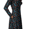 A person wearing a NerdyKeppie Engraved Bats Trans Pride Long Sleeve Midi Dress With Pockets. 