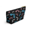 NerdyKeppie Engraved Bats Trans Pride Zipper Pouch with T-Bottom. A zippered accessory/makeup bag featuring a t-bottom and an Engraved Bats pattern in transgender pride colors. This trans pride zipper pouch is fully lined and comes in two sizes.