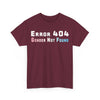 NerdyKeppie "Error 404 Gender Not Found" Cotton Trans Pride Tee Shirt. A unisex cotton tee shirt with an "Error 404 Gender Not Found" design on it in transgender pride colors. This trans pride tee shirt has a classic fit.