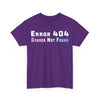 NerdyKeppie "Error 404 Gender Not Found" Cotton Trans Pride Tee Shirt. A unisex cotton tee shirt with an "Error 404 Gender Not Found" design on it in transgender pride colors. This trans pride tee shirt has a classic fit.