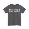 NerdyKeppie "Error 404 Gender Not Found" Cotton Trans Pride Tee Shirt. A unisex cotton tee shirt with an "Error 404 Gender Not Found" design on it in transgender pride colors. This trans pride tee shirt has a classic fit.