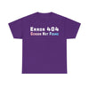 NerdyKeppie "Error 404 Gender Not Found" Cotton Trans Pride Tee Shirt. A unisex cotton tee shirt with an "Error 404 Gender Not Found" design on it in transgender pride colors. This trans pride tee shirt has a classic fit.