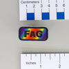 NerdyKeppie "FAG" Mirrored Pride Pin. Mirrored pride pin with "FAG" text in your choice of gay men's / MLM, Progress, rainbow, or trans pride. Say it with your whole chest.
