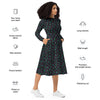 A person wearing a NerdyKeppie Faygele Little Bird Gay Pride Long Sleeve Midi Dress With Pockets. 
