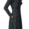 A person wearing a NerdyKeppie Faygele Little Bird Gay Pride Long Sleeve Midi Dress With Pockets. 