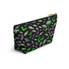 NerdyKeppie Fishies Aro Pride Zipper Pouch with T-Bottom. A zippered accessory/makeup bag featuring a t-bottom and a Fishies pattern in aromantic pride colors. This aro pride zipper pouch is fully lined and comes in two sizes.