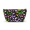 NerdyKeppie Fishies Lesbian Pride Zipper Pouch with T-Bottom. A zippered accessory/makeup bag featuring a t-bottom and a Fishies pattern in lesbian pride colors. This lesbian pride zipper pouch is fully lined and comes in two sizes.