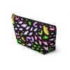 NerdyKeppie Fishies Lesbian Pride Zipper Pouch with T-Bottom. A zippered accessory/makeup bag featuring a t-bottom and a Fishies pattern in lesbian pride colors. This lesbian pride zipper pouch is fully lined and comes in two sizes.