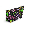 NerdyKeppie Fishies Lesbian Pride Zipper Pouch with T-Bottom. A zippered accessory/makeup bag featuring a t-bottom and a Fishies pattern in lesbian pride colors. This lesbian pride zipper pouch is fully lined and comes in two sizes.