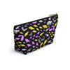 NerdyKeppie Fishies Non-Binary Pride Zipper Pouch with T-Bottom. A zippered accessory/makeup bag featuring a t-bottom and a Fishies pattern in non-binary pride colors. This non-binary pride zipper pouch is fully lined and comes in two sizes.