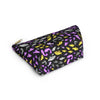 NerdyKeppie Fishies Non-Binary Pride Zipper Pouch with T-Bottom. A zippered accessory/makeup bag featuring a t-bottom and a Fishies pattern in non-binary pride colors. This non-binary pride zipper pouch is fully lined and comes in two sizes.