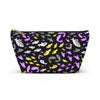 NerdyKeppie Fishies Non-Binary Pride Zipper Pouch with T-Bottom. A zippered accessory/makeup bag featuring a t-bottom and a Fishies pattern in non-binary pride colors. This non-binary pride zipper pouch is fully lined and comes in two sizes.