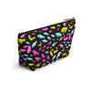 NerdyKeppie Fishies Pan Pride Zipper Pouch with T-Bottom. A zippered accessory/makeup bag featuring a t-bottom and a Fishies pattern in pansexual pride colors. This pan pride zipper pouch is fully lined and comes in two sizes.