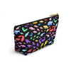 NerdyKeppie Fishies Progress Pride Zipper Pouch with T-Bottom. A zippered accessory/makeup bag featuring a t-bottom and a Fishies pattern in Progress pride colors. This Progress pride zipper pouch is fully lined and comes in two sizes.