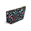 NerdyKeppie Fishies Trans Pride Zipper Pouch with T-Bottom. A zippered accessory/makeup bag featuring a t-bottom and a Fishies pattern in transgender pride colors. This trans pride zipper pouch is fully lined and comes in two sizes.