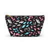 NerdyKeppie Fishies Trans Pride Zipper Pouch with T-Bottom. A zippered accessory/makeup bag featuring a t-bottom and a Fishies pattern in transgender pride colors. This trans pride zipper pouch is fully lined and comes in two sizes.